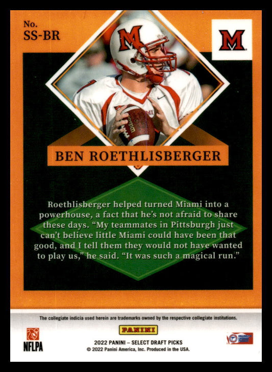 2022 Panini Select Draft Picks #SS-BR Ben Roethlisberger  Pittsburgh Steelers