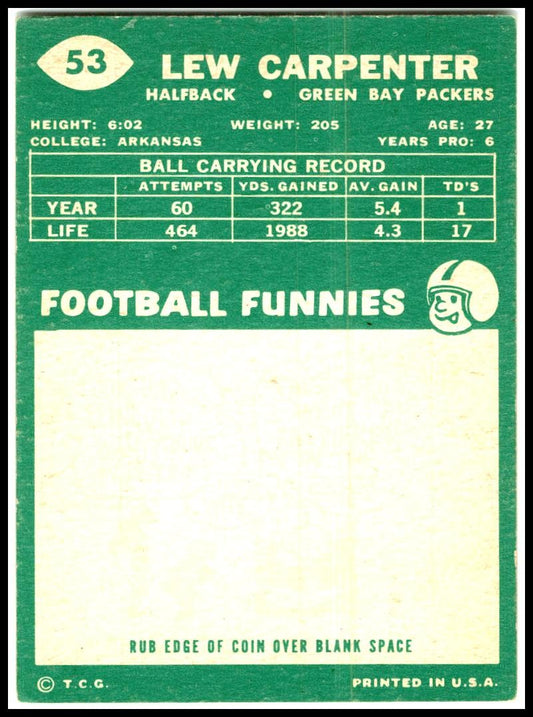 1960 Topps #53 Lew Carpenter Green Bay Packers