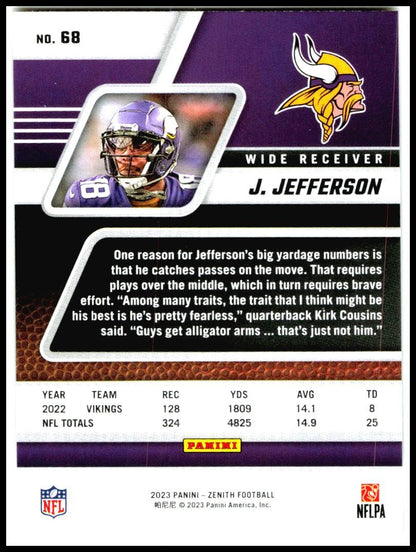 2023 Panini Zenith #68 Justin Jefferson Minnesota Vikings