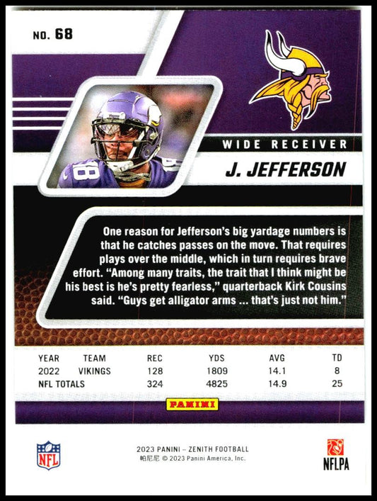 2023 Panini Zenith #68 Justin Jefferson Minnesota Vikings