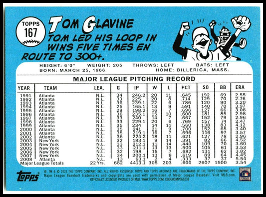 2023 Topps Archives #167 Tom Glavine Atlanta Braves