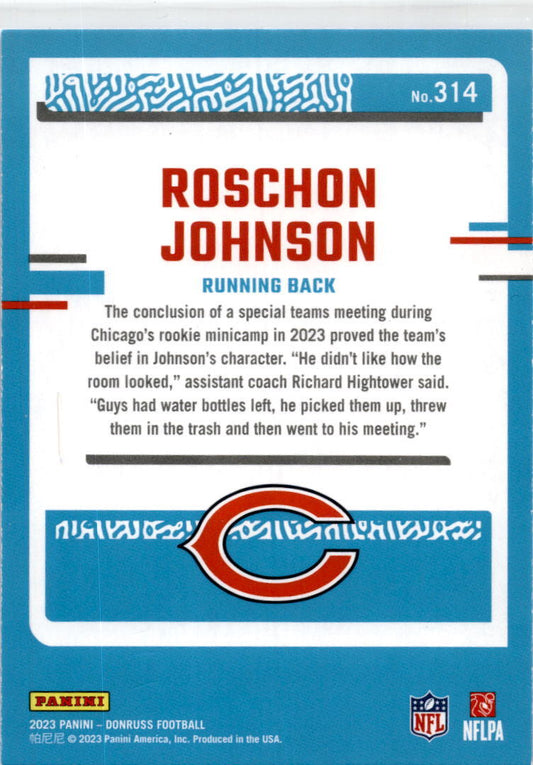 2023 Donruss Blue #314 Roschon Johnson blue Rookie Chicago Bears