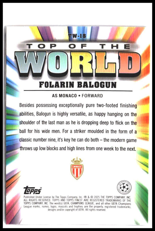 Folarin Balogun #TW-18 2024-25 Finest UEFA Club Competitions Top of the World