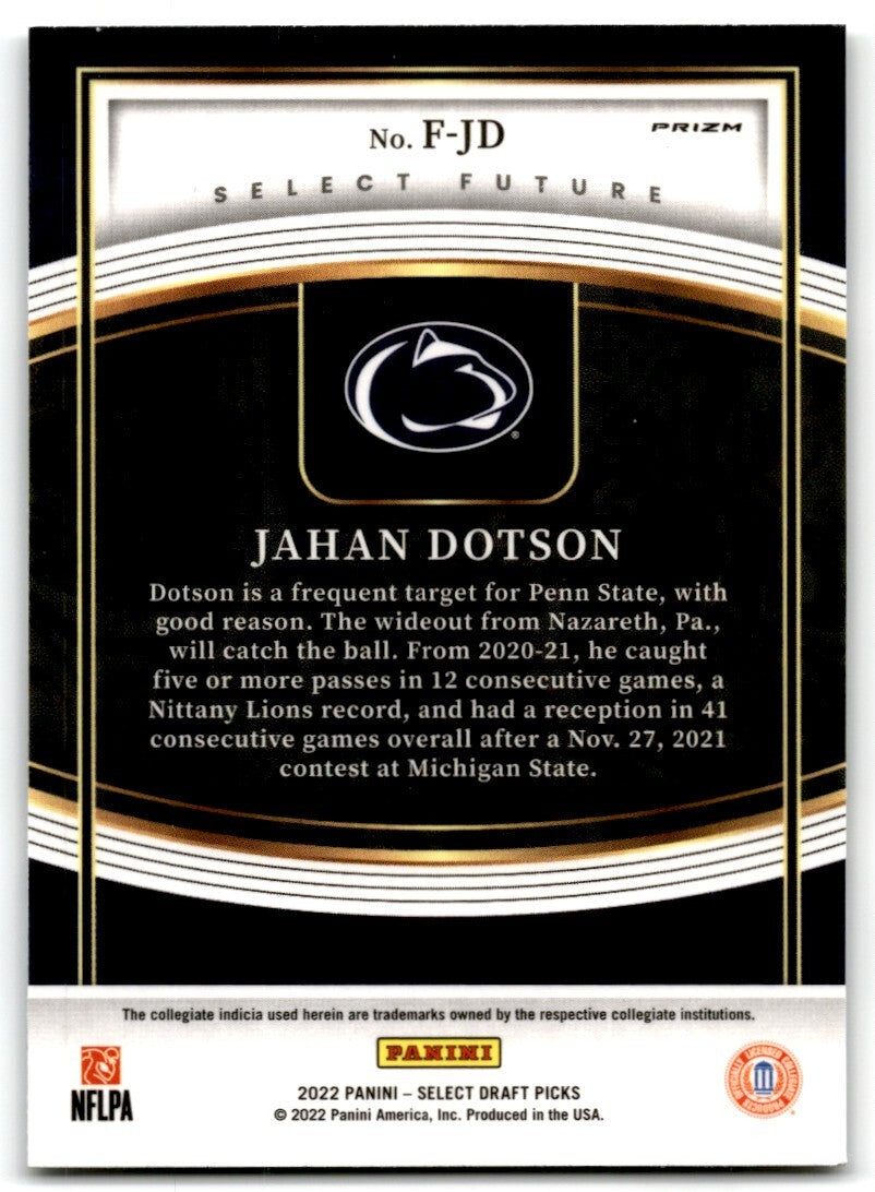 2022 Panini Select Draft Picks Future Jahan Dotson Rookie Penn State Nittany