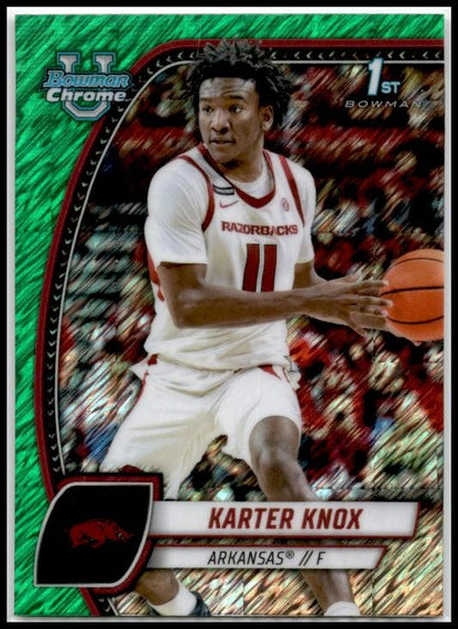 2024-25 Bowman University Chrome Green Shimmer #41 Karter Knox Razorbacks