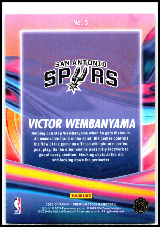 2023-24 Hoops Premium Stock Anti Gravity #5 Victor Wembanyama San Antonio Spurs