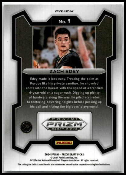 2024 Panini Prizm Draft Picks Prizms Silver #1 Zach Edey Purdue Boilermakers