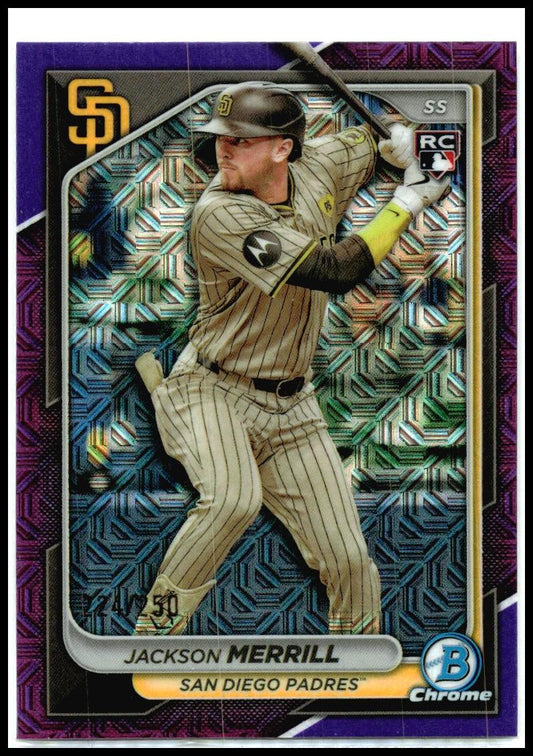 2024 Bowman Chrome Purple Mojo Refractors #27 Jackson Merrill Rookie Padres