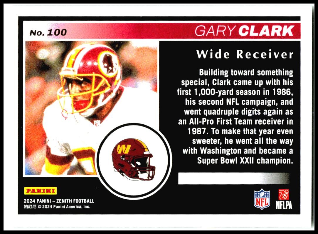 2024 Panini Zenith Retail #100 Gary Clark Washington Redskins