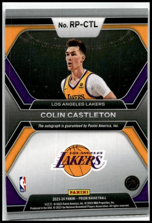 2023-24 Panini Prizm Rookie Penmanship #RP-CTL Colin Castleton Auto Lakers