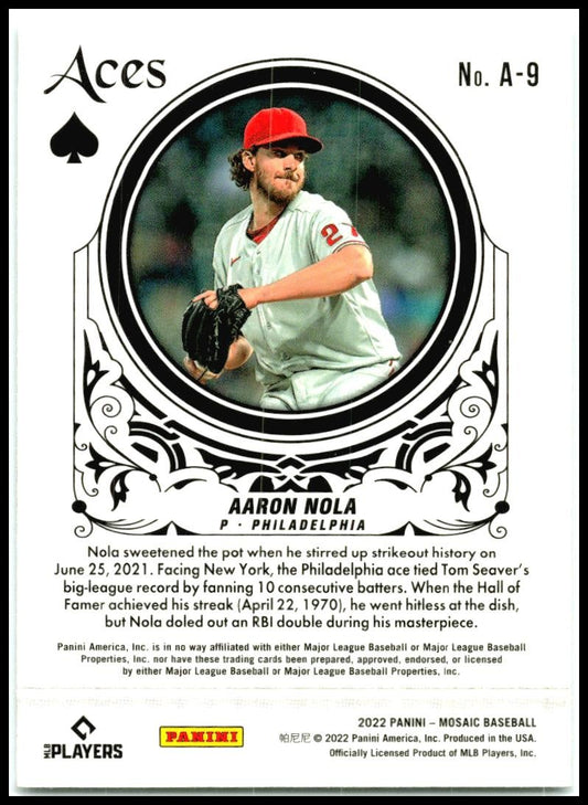 2022 Panini Mosaic Aces #A-9 Aaron Nola Philadelphia Phillies