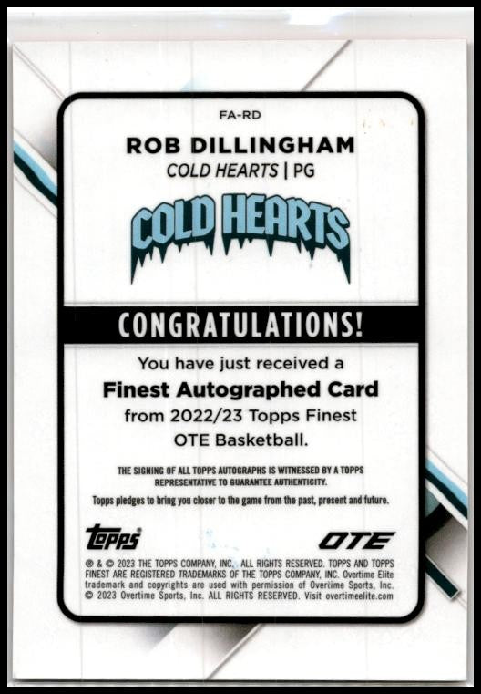 2023 Topps Finest OTE Orange Wave Auto /25 #FA-RD Rob Dillingham Timberwolves