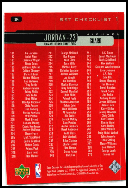 1999-00 Upper Deck #314 Michael Jordan Chicago Bulls