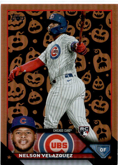 2023 Topps Update jack o lanterns. Foil #US31 Nelson Velázquez Chicago Cubs