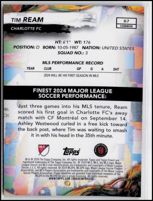 2024 Finest MLS #67 Tim Ream Checkerboard Refractor