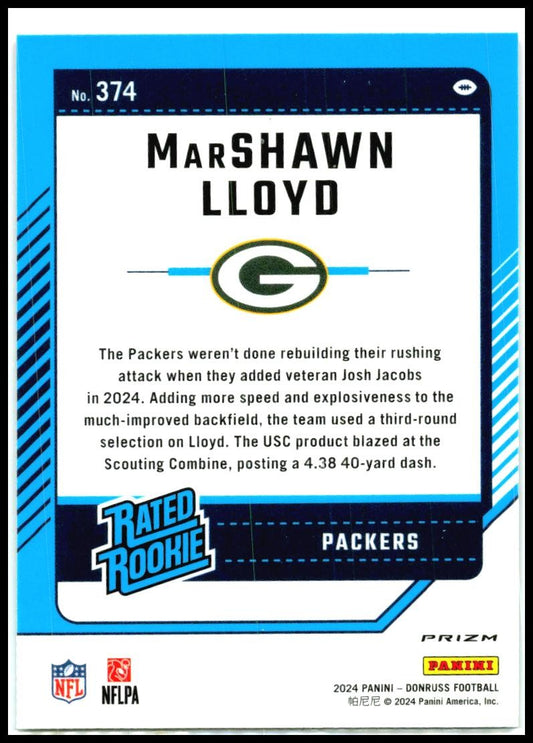2024 Donruss Optic Preview Red and Green #374 MarShawn Lloyd Rookie