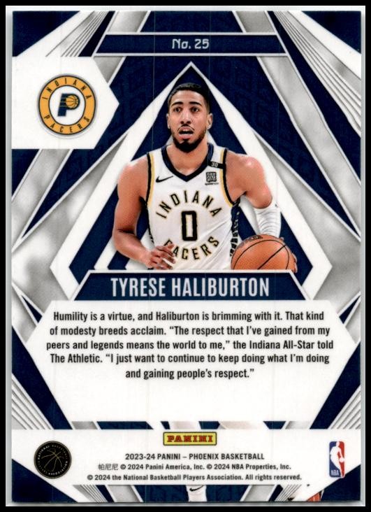 2023-24 Panini Phoenix Paragon #25 Tyrese Haliburton Indiana Pacers