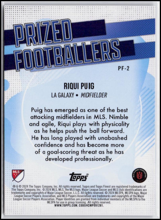 2024 Finest MLS #PF-2 Riqui Puig Prized Footballers