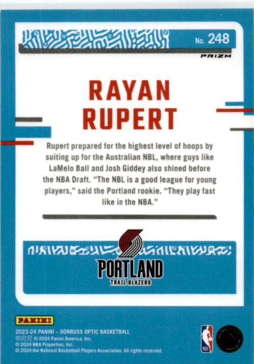 2023-24 Donruss Optic Hyper Green #248 Rayan Rupert Rookie Trail Blazers