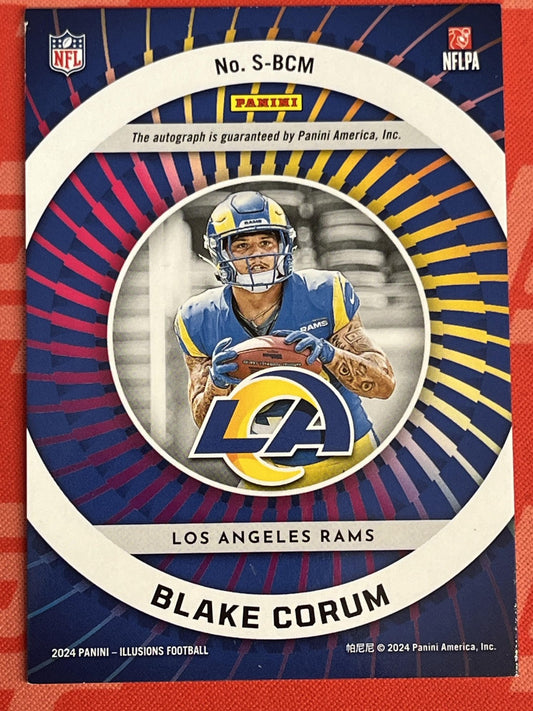 2024 Panini Illusions Superlatives Orange #S-BCM Blake Corum Auto Rams