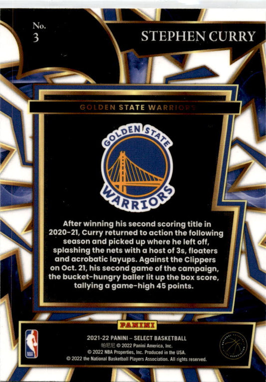 2021-22 Panini Select Turbo Charged #3 Stephen Curry Golden State Warriors