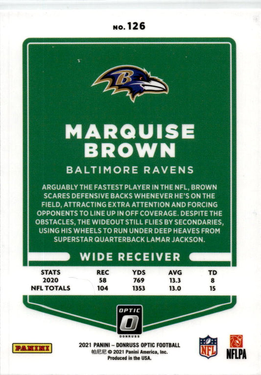 2021 Donruss Optic #126 Marquise Brown Baltimore Ravens