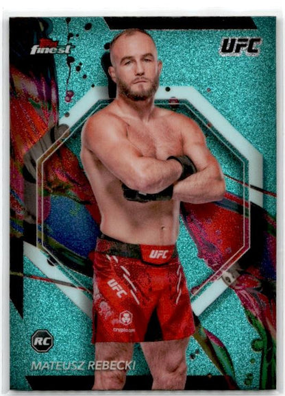 2024 Topps Finest UFC Aqua Glitter Refractors #38 Mateusz Rebecki Rookie