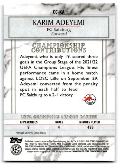 2021 Stadium Club Chrome UEFA Champions League Championship Contributions Karim