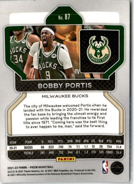 2021-22 Panini Prizm #87 Bobby Portis Milwaukee Bucks