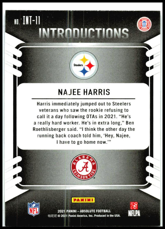 2021 Panini Absolute Introductions #INT-11 Najee Harris