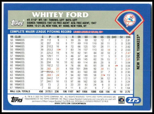 2023 Topps Archives #275 Whitey Ford New York Yankees