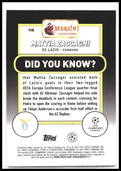 2023-24 Merlin UEFA Club Competitions #118 Mattia Zaccagni