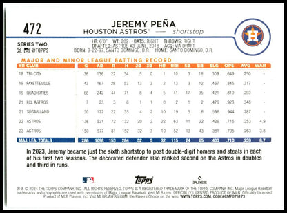 2024 Topps #472 Jeremy Peña Houston Astros