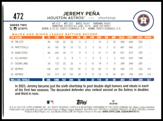 2024 Topps #472 Jeremy Peña Houston Astros
