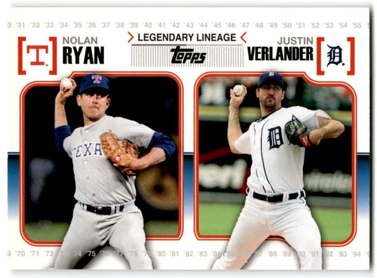 2010 Topps Legendary Lineage Nolan Ryan/Justin Verlander Texas Rangers/Detroit