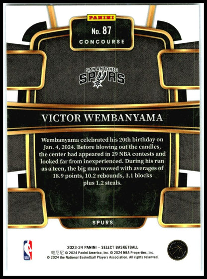 2023-24 Panini Select Blue #87 Victor Wembanyama Rookie San Antonio Spurs