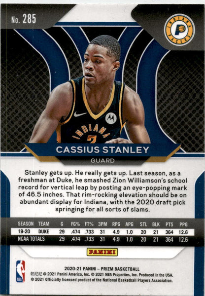2020-21 Panini Prizm #285 Cassius Stanley Rookie Indiana Pacers