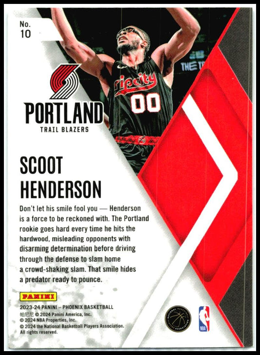 2023-24 Panini Phoenix Instant Phenom #10 Scoot Henderson Portland Trail Blazers