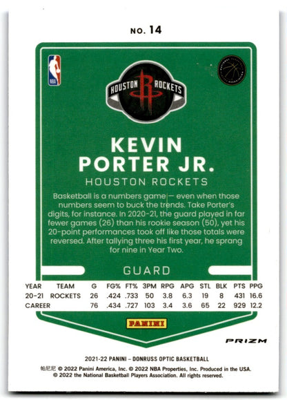 2021-22 Donruss Optic Blue Velocity Prizm Kevin Porter Jr. Houston Rockets #14