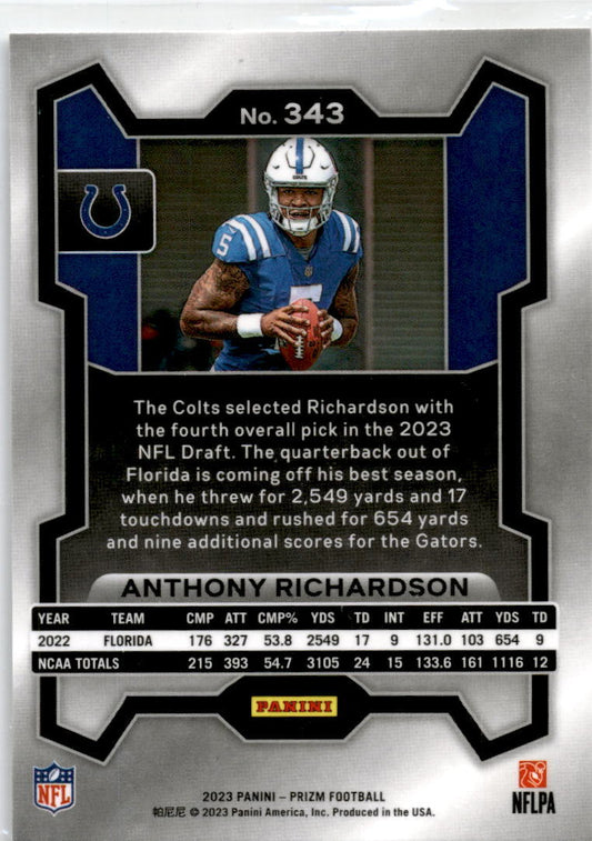 2023 Panini Prizm #343 Anthony Richardson Rookie Indianapolis Colts