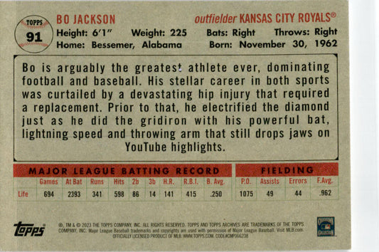 2023 Topps Archives #91 Bo Jackson Kansas City Royals