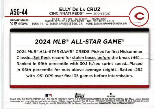 2024 Topps #ASG-44 Elly De La Cruz Cincinnati Reds