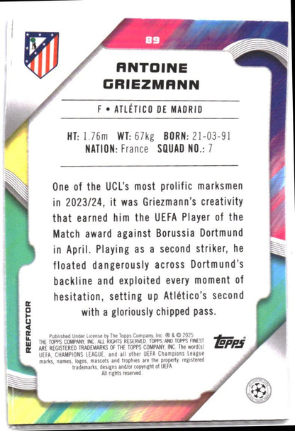 2024-25 Finest UEFA Club Competitions #89 Antoine Griezmann Refractor