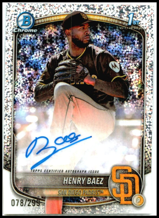 2025 Bowman Chrome Speckle #/299 #CPA-HBA Henry Baez Auto Paders