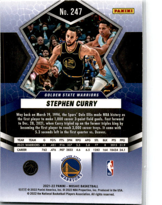 2021-22 Panini Mosaic #247 Stephen Curry Golden State Warriors