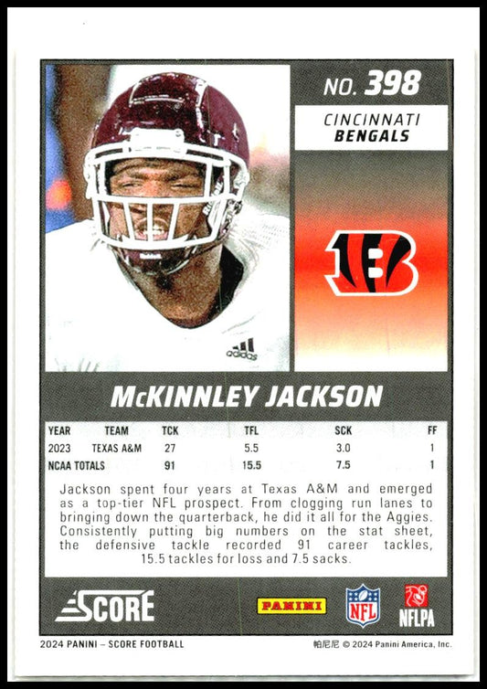 2024 Score Lava #398 McKinnley Jackson Rookie #/630 Cincinnati Bengals
