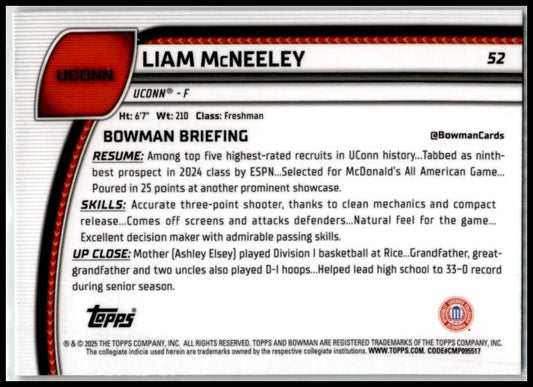 2024-25 Bowman University Chrome Green Shimmer #52 Liam McNeeley Huskies