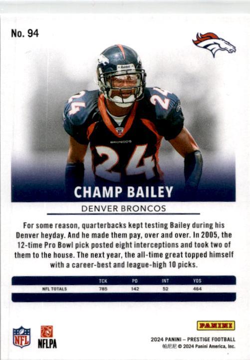 2024 Panini Prestige Sunburst Xtra Points #94 Champ Bailey Denver Broncos