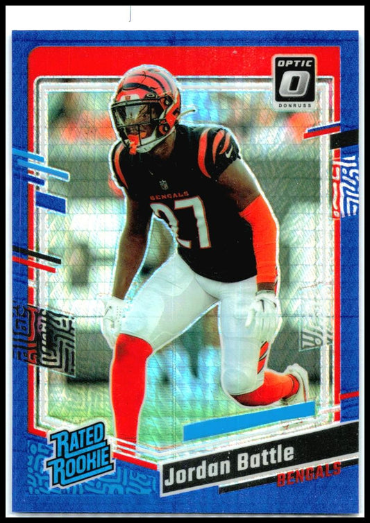 2023 Donruss Optic Blue Hyper #221 Jordan Battle Rookie Cincinnati Bengals