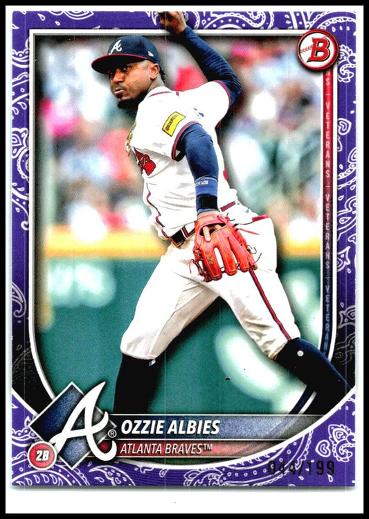 2025 Bowman Purple Pattern #71 Ozzie Albies #/199 Atlanta Braves